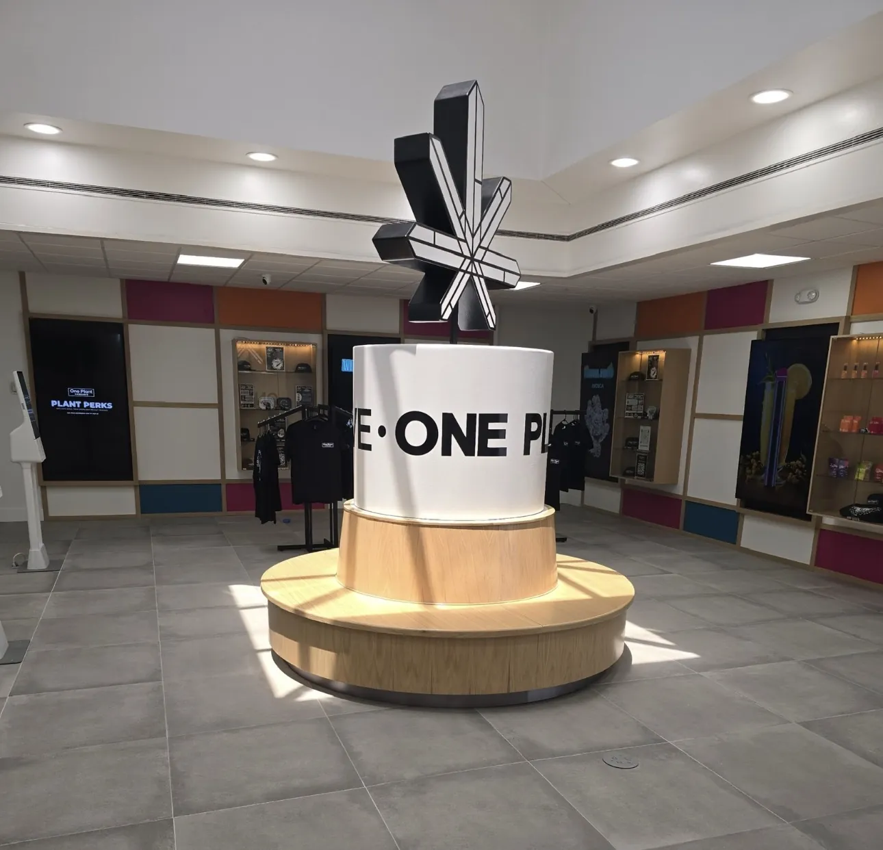 RWB Jacksonville FL: display podium and wall displays in the finished retail space.